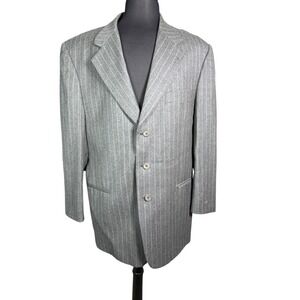 Mens Today's Man Gray‎ Pinstripe Wool Blazer Sandro 44R Made in Italy Sport Coat